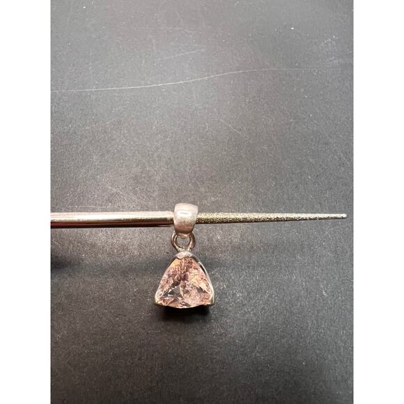 Vintage dead stock Morganite trillium gemstone sterling silver pendant 2.39 gram - Picture 4 of 11